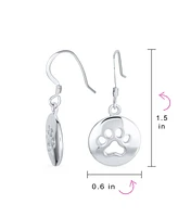 Bling Jewelry Best Friend Pet Lover Dangle Earrings with Paw Print - Sterling Silver Hooks