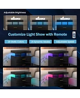 Led Nightstand with 2 Storage Drawers for Bedroom