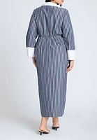 Eloquii Women's Plus Striped Midi Shirt Dress