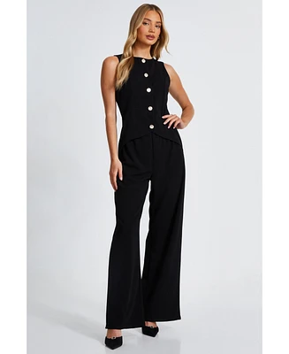 Quiz Women's 2 1 Scuba Crepe Waistcoat Jumpsuit