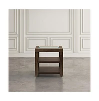 Urban Icon Contemporary Glass Inlay End Table with Storage, Merlot