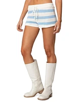 Edikted Womens Amaris Striped Knit Shorts