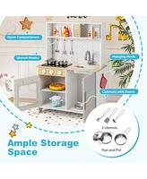 Kids Kitchen Playset with Lights, Sounds, Microwave, Stoves, Sink, Oven & Cooking Accessories