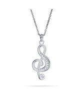 Bling Jewelry Music Teacher Student Treble Clef Pendant Necklace with Cz Musical Note