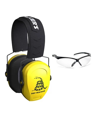 Walker's Razor Slim Passive Safety Ear Muffs (Yellow, Dtom) with Glasses Kit