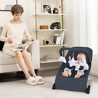 Foldable Baby Bouncer with Removable Fabric Cover and Toy Bar