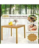 Square Acacia Wood Outdoor Dining Table with Umbrella Hole