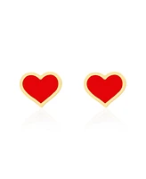 The Lovery Large Coral Heart Stud Earrings 14k Gold