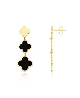 The Lovery Onyx and Gold Clover Drop Earrings 14K Gold