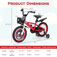 Kids Adjustable Bike with Storage Basket and Double Brake Safe and Stylish Bicycle for Ages 4-8 Years Old