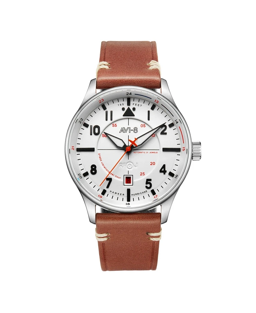 Avi-8 Men's Hawker Hurricane Kent Automatic Tan Leather Strap Watch, 43mm
