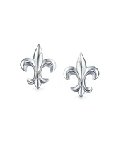 Bling Jewelry Ancient Symbol Fleur De Lis Cz Stud Earrings Sterling Silver for Men