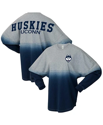 Spirit Jersey Men's and Women's Navy/Gray UConn Huskies Ombre Long Sleeve T-Shirt