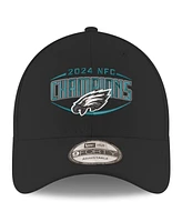 New Era Men's Black Philadelphia Eagles 2024 Nfc Champions 9FORTY Adjustable Hat