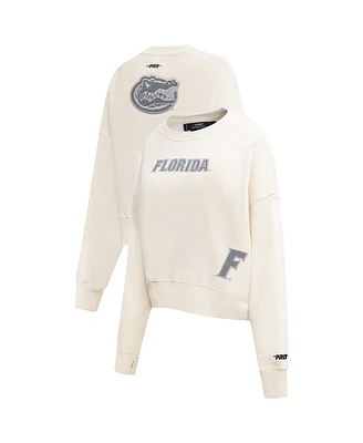 Pro Standard Women's Cream Florida Gators French Terry Boxy Cropped Pullover Crewneck Sweatshirt