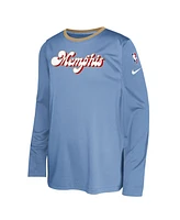 Nike Big Boys and Girls Light Blue Memphis Grizzlies 2024/25 City Edition Pregame Performance Long Sleeve Shooting T-Shirt