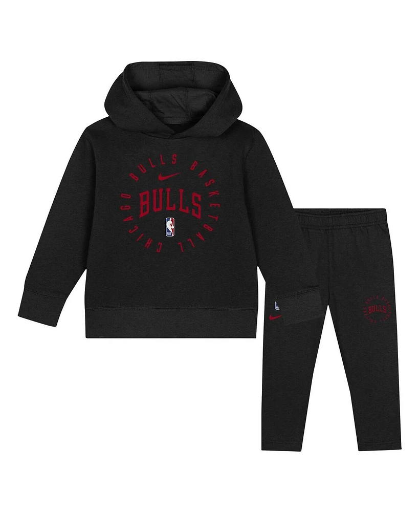 Nike Toddler Black Chicago Bulls Practice Club Pullover Hoodie and Sweatpants Set