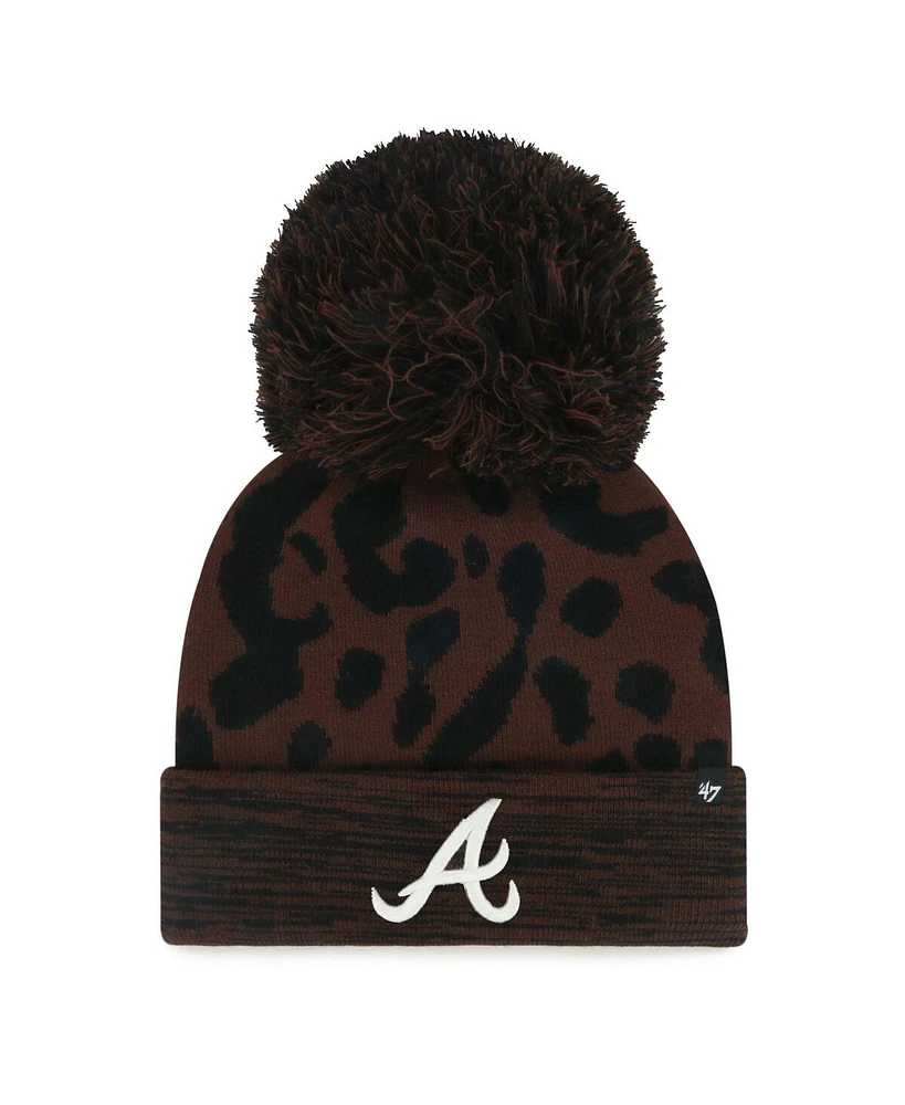 '47 Brand Women's Brown Atlanta Braves Rosette Cuffed with Pom Knit Hat