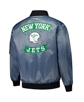 Mitchell & Ness Men's Charcoal New York Jets Big Tall Bomber Full-Zip Jacket