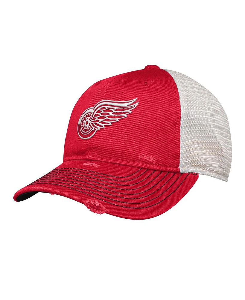 Outerstuff Big Boys and Girls Red Detroit Red Wings Slouch Trucker Adjustable Hat