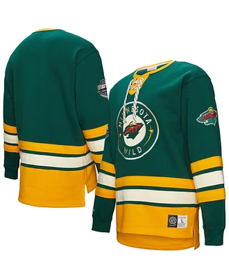 Mitchell & Ness Men's Hunter Green Minnesota Wild Heritage Lace-Up Pullover Sweatshirt