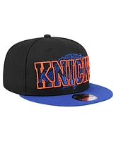 New Era Men's Black/Blue New York Knicks Sport Night Splatter Two-Tone Snapback 9FIFTY Snapback Hat