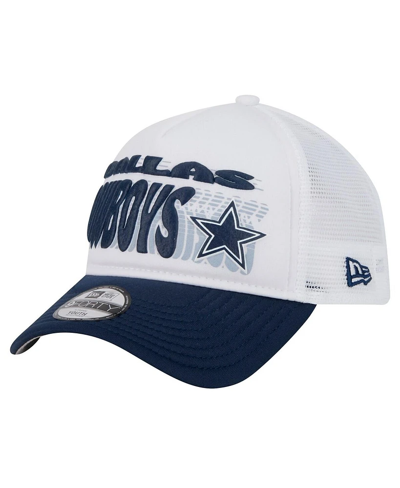 New Era Preschool White/Navy Dallas Cowboys Team Printed A Frame 9FORTY Adjustable Hat