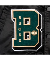 Pro Standard Men's Black Milwaukee Bucks Sublimated Satin Full-Snap Jacket