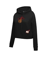 Pro Standard Women's Black Miami Heat Jewels Cropped Pullover Hoodie