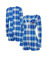 Concepts Sport Women's Royal/Red Philadelphia Phillies Ashford Plaid V-Neck Knit Romper