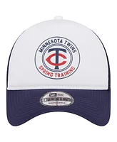 New Era Men's White/Navy Minnesota Twins Spring Training Circle Foam A-Frame 9FORTY Trucker Adjustable Hat