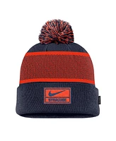 Nike Big Boys and Girls Navy Syracuse Orange 2024 Sideline Peak Cuffed with Pom Knit Hat