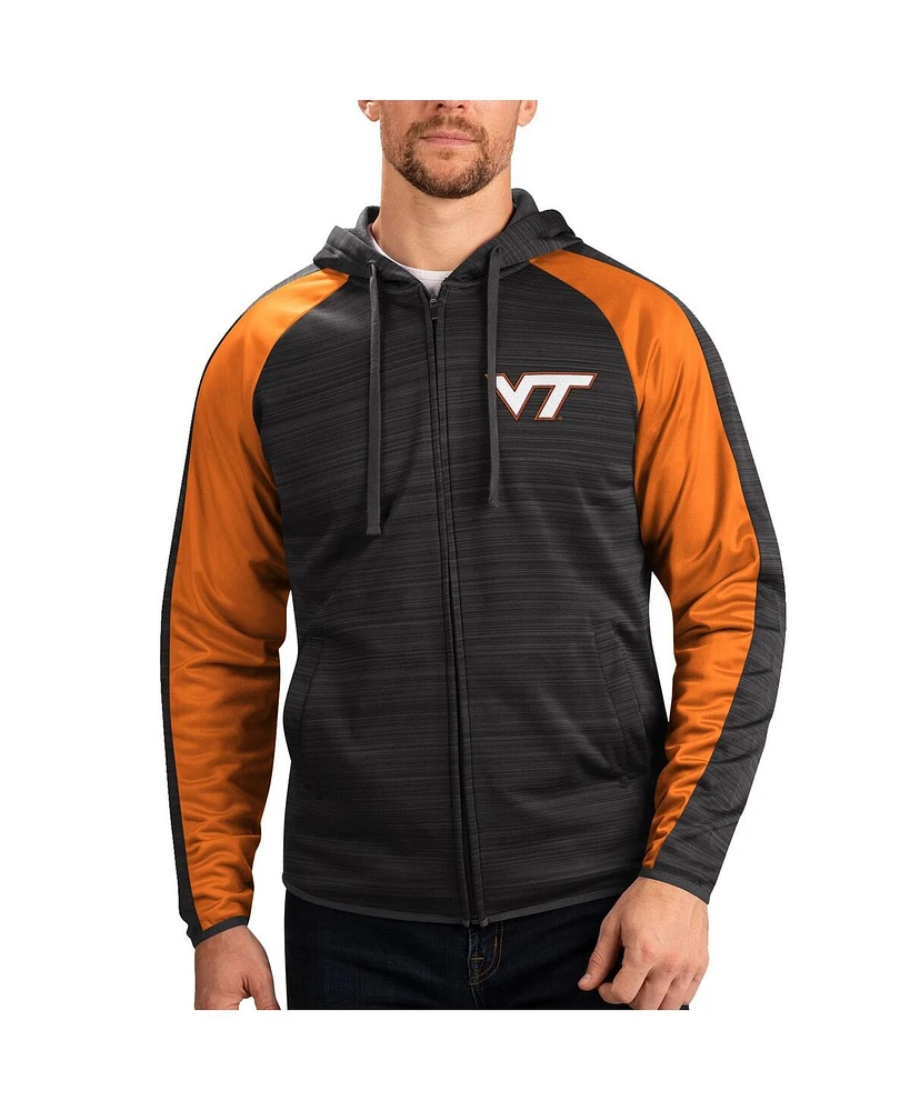 G-iii Sports by Carl Banks Men's Black Virginia Tech Hokies Neutral Zone Raglan Full-Zip Track Hoodie Jacket