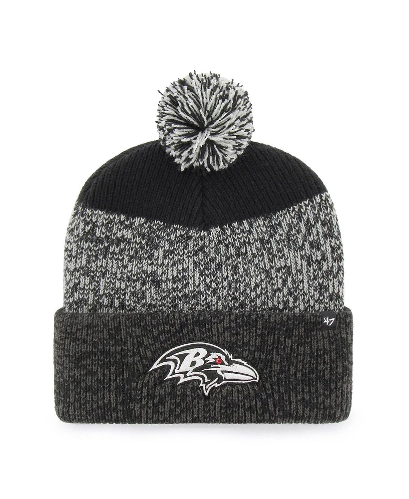 '47 Brand Men's Black Baltimore Ravens Static Cuffed with Pom Knit Hat