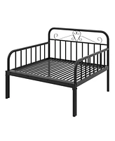 Extendable Metal Daybed to Bed with Guardrails and Armrests