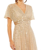 Women's A Line Embellished Short Sleeve Dress