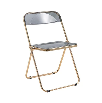 Lawrence Acrylic Folding Chair Black With Gold Metal Frame