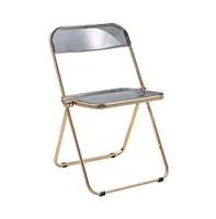 Lawrence Acrylic Folding Chair Black With Gold Metal Frame