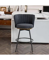 Set of 2 Swivel Bar Stools – Upholstered Bar Chairs with Metal Accents for Kitchen Island, Home Bar, or Dining Room-The Pop Home
