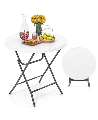 32" Round Folding Table Lightweight Portable Commercial Banquet Table for Picnic