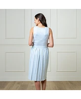 Hope & Henry Women's Organic Sleeveless Pleated Sweater Knit Midi Dress