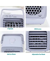 Quiet Personal Mini Air Conditioner Fan with Adjustable Vane and Usb Power