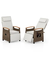 Patio Wicker Recliner Chair with Adjustable Backrest and Footrest