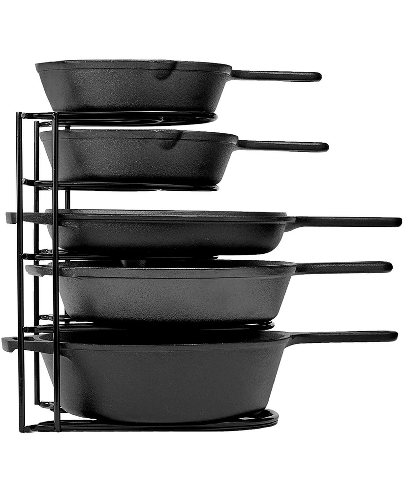 Cuisinel Heavy Duty Pots and Pans Organizer Rack - 12.2"-Inch Tall - 5 Tier Rack - Holds 50 Lb - Cast Iron Skillets, Griddles, Shallow Cookware