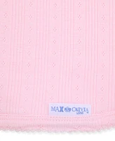 Max & Olivia Newborn Girls Pointelle Reversible Swaddle Blanket
