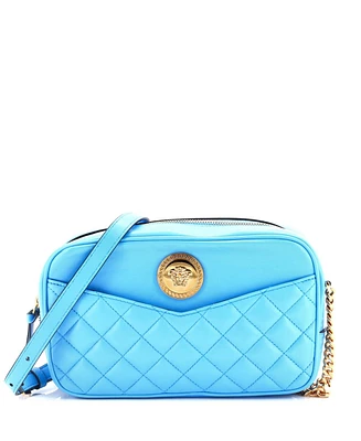 Pre-Owned Versace Medium Medusa Icon Front Slip Pocket Camera Bag Quilted Leather