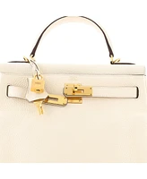 Pre-Owned Hermes Kelly 28 Handbag Light Clemence with Gold Hardware