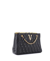 Pre-Owned Versace Small Virtus Chain Tote Quilted Leather