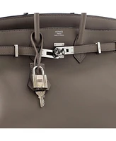 Pre-Owned Hermes Birkin 25 Handbag Grey Swift with Palladium Hardware