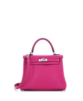 Pre-Owned HERMES Kelly 25 Handbag Swift with Palladium Hardware